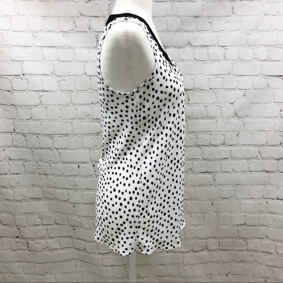 Spense Sleevless Blouse White with Black Dots Size Small Scoop Neck - Picture 7 of 9